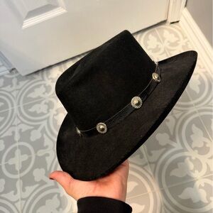 VINTAGE Lanning black felt hat men Western cowboy headware Size Large